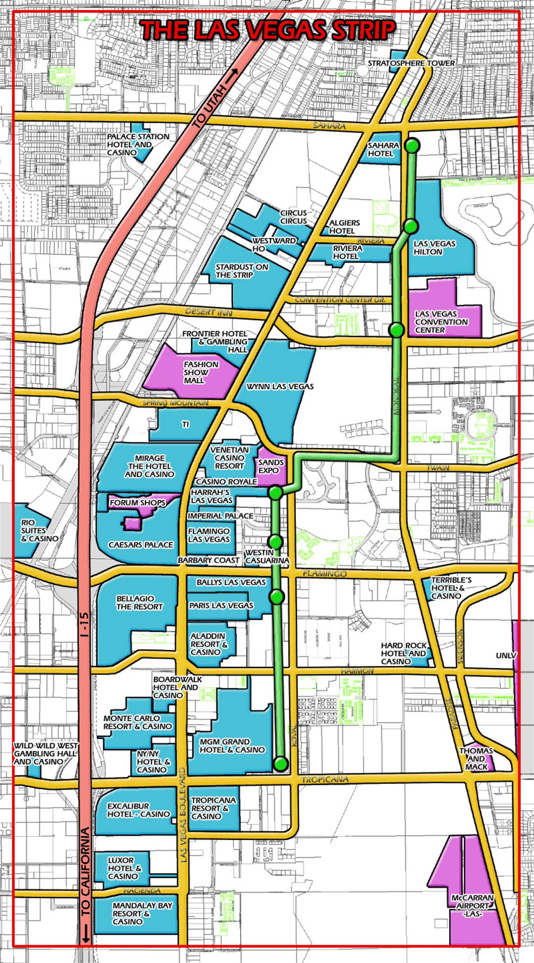 Map for las vegas strip