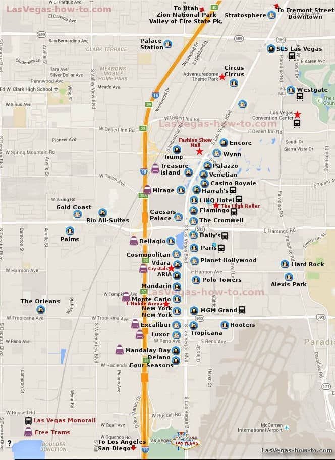 best of Vegas strip for las Map